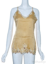 Yellow Lace Trim Camisole Top