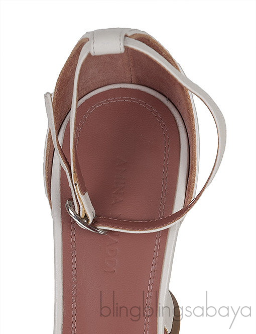 White PVC One Finger Crystal Sandals