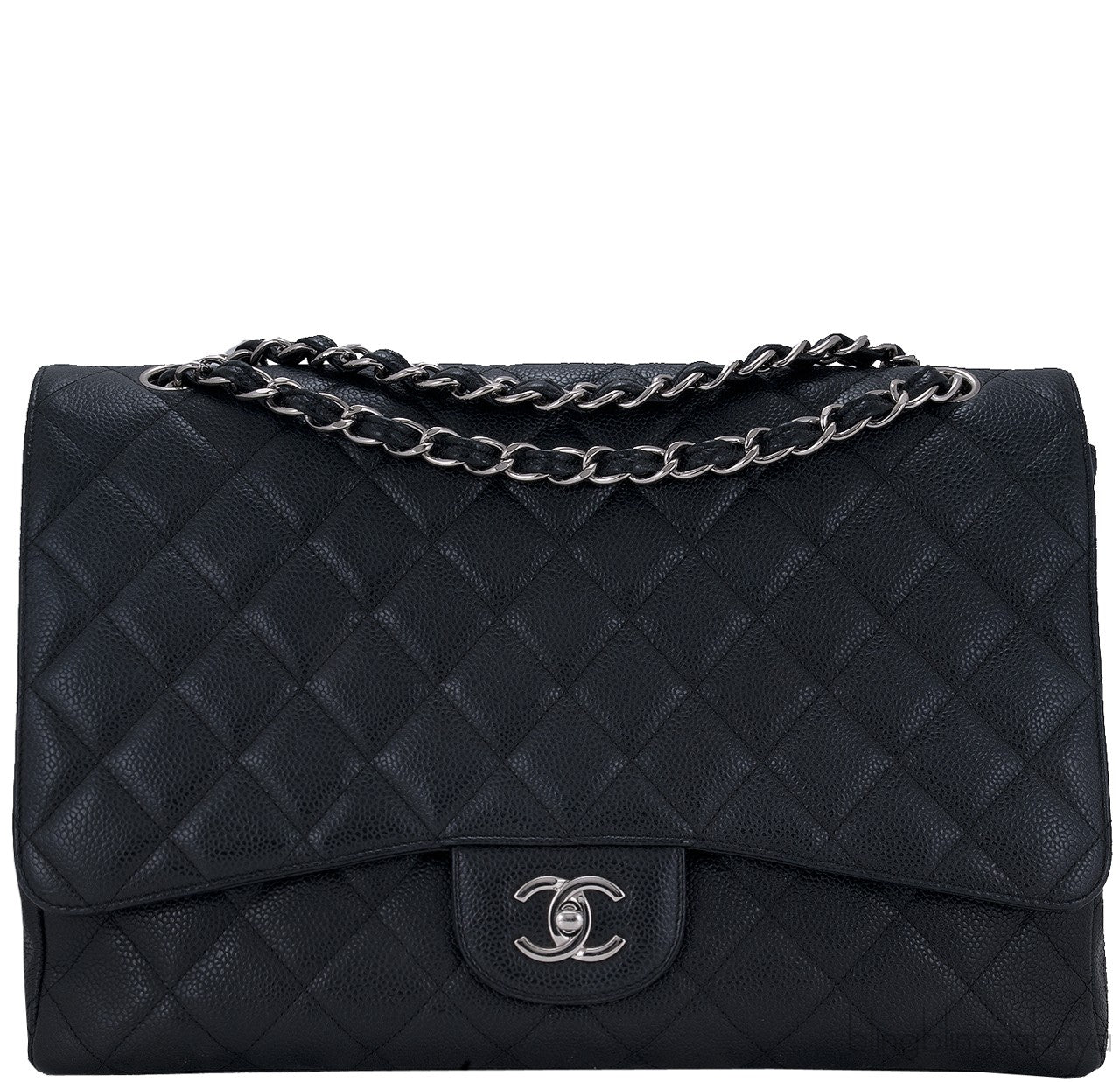 Black Caviar Maxi Flap Bag PHW
