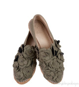 Army Green Camellia Canvas Espadrille