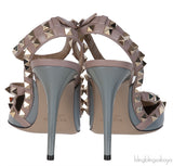 Valentino Garavani Blue Grey Patent Rockstuds Heels