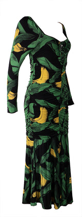 Ganni Floral Ruched Green Midi Dress M