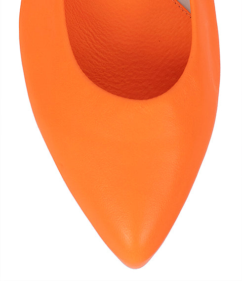 Alexander McQueen Studded Neon Orange Leather Flat 39