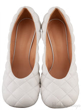 Bottega Veneta White Padded Block Square Toe Quilted Heels