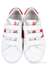 White & Red Velcro Strap Kids Sneaker 32