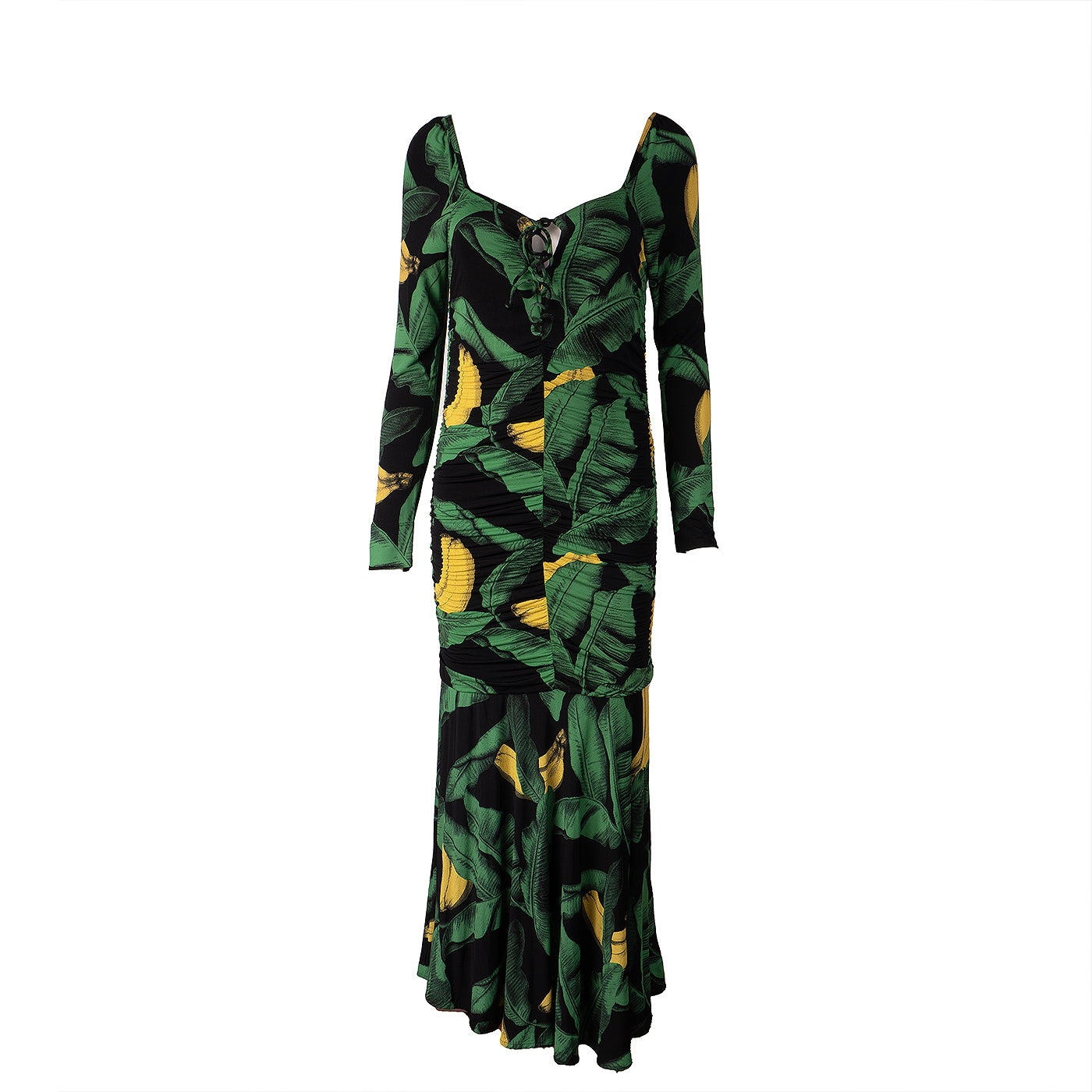 Ganni Floral Ruched Green Midi Dress M