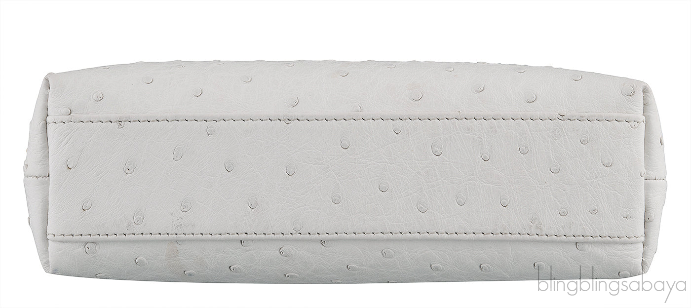L19 White Ostrich Pouch