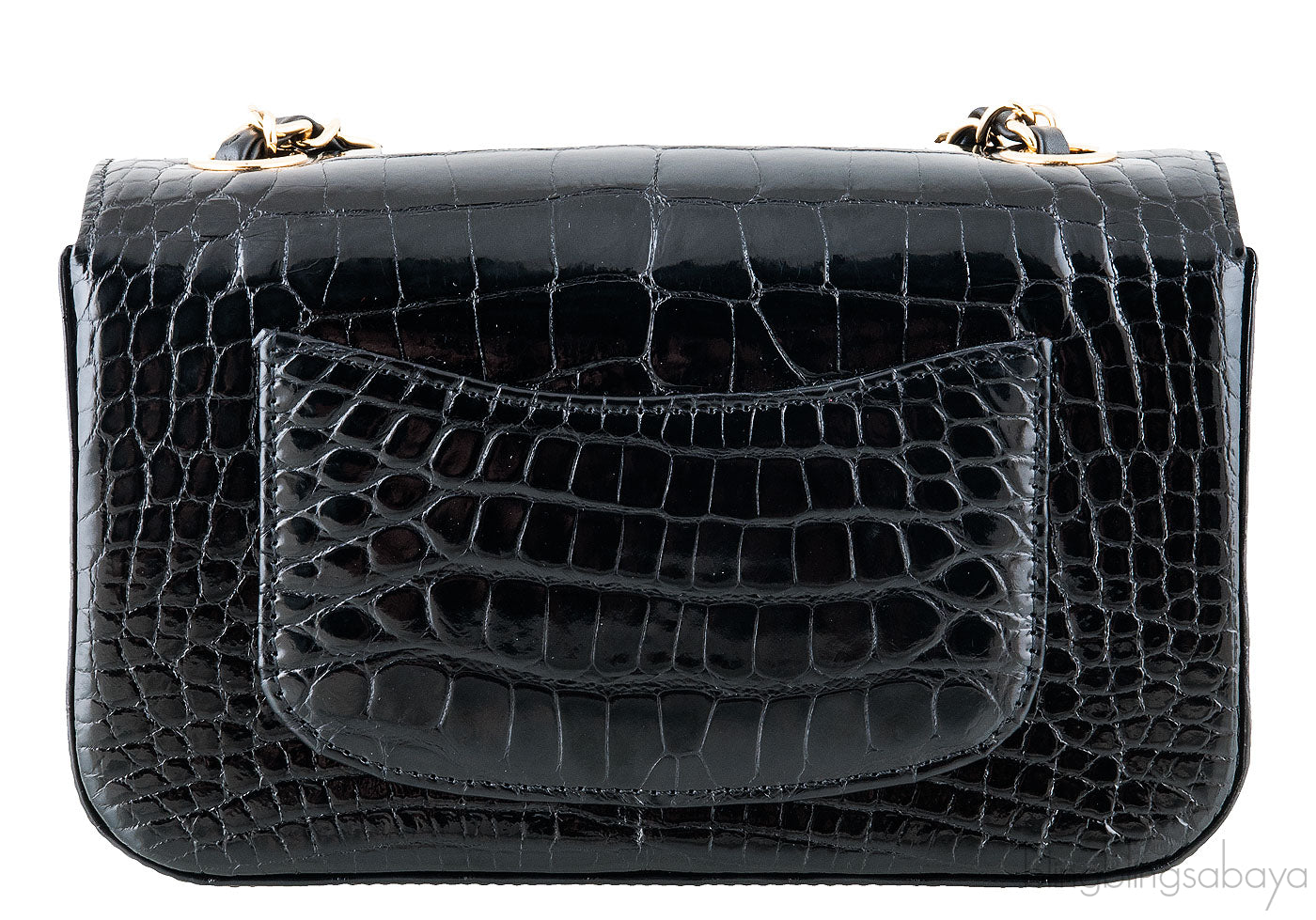 Black Croc Mini Single Flap Bag