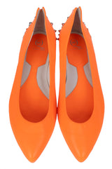 Alexander McQueen Studded Neon Orange Leather Flat 39