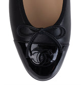 Chanel Black CC Cap Toe Ballet Flat Shoes 39.5