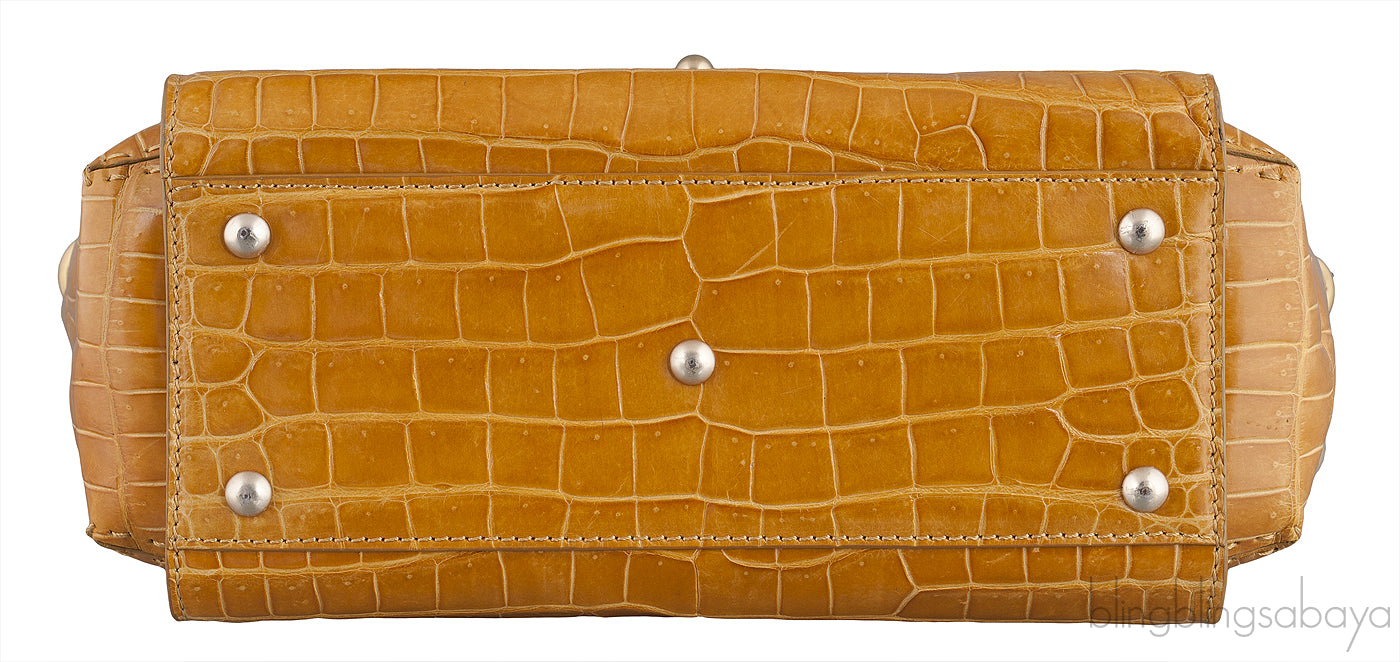 Camel Brown Crocodile Handbag