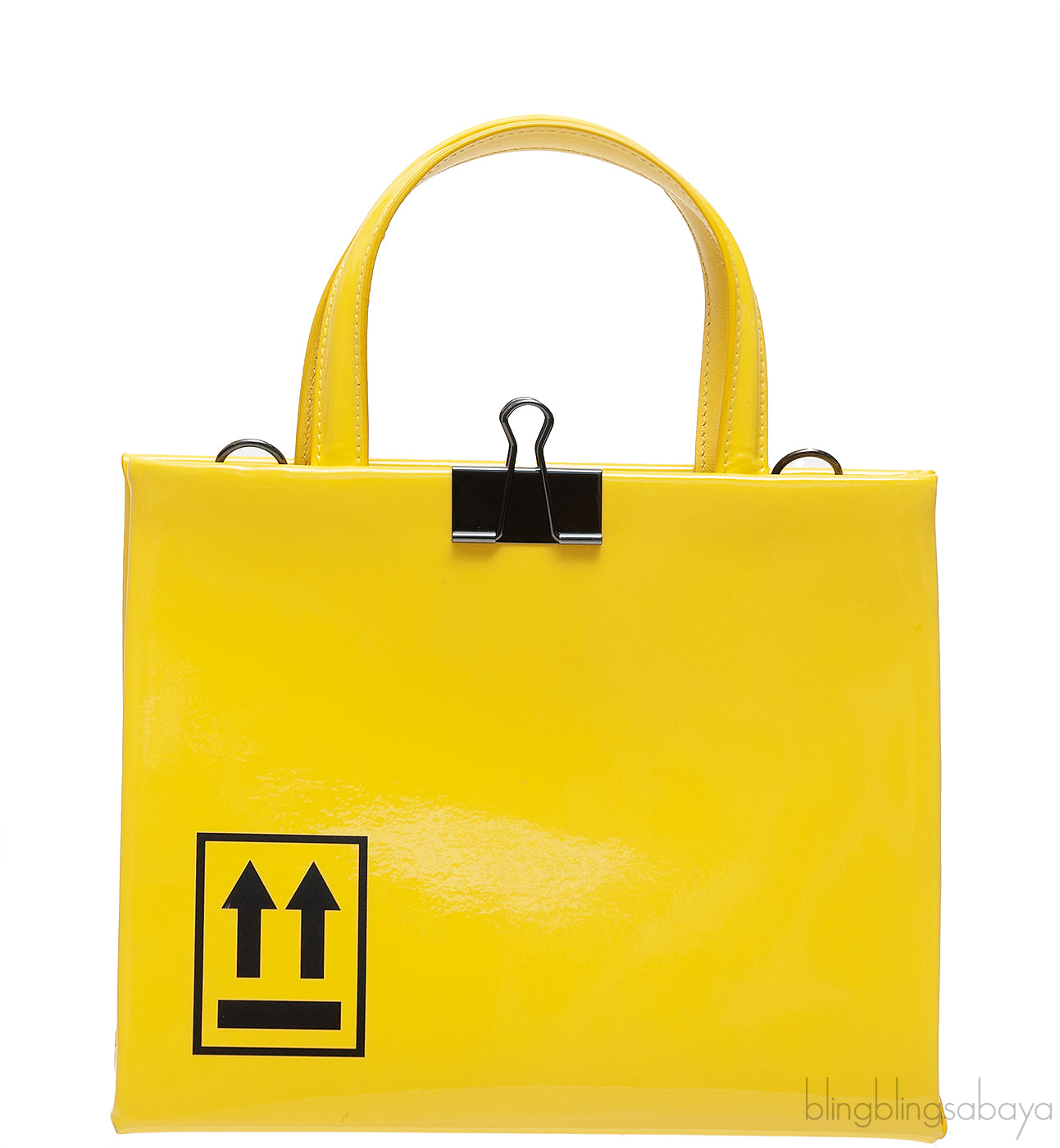 Yellow Patent Mini Box Bag