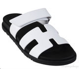 Hermes Chypre Leather Sandals White