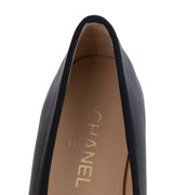 Chanel Black CC Cap Toe Ballet Flat Shoes 39.5