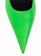Balenciaga Neon Green Leather Pointed Toe Heels