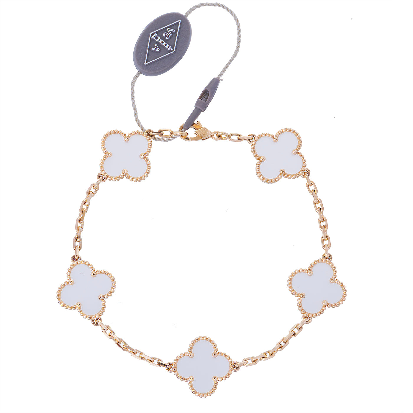 Van Cleef & Arpels Vintage Alhambra 5 Motif Rock Crystal Bracelet