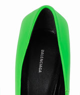 Balenciaga Neon Green Leather Pointed Toe Heels