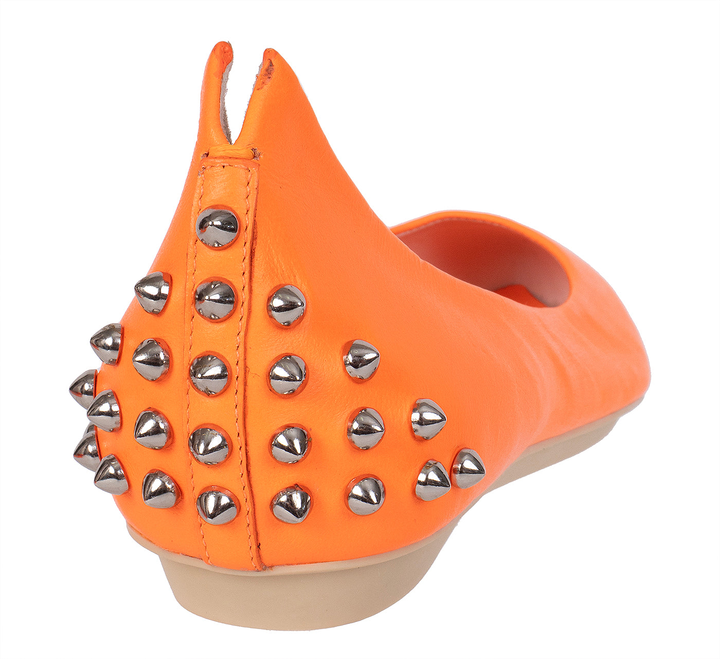 Alexander McQueen Studded Neon Orange Leather Flat 39