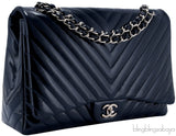 Blue Indigo Patent Chevron Maxi Bag