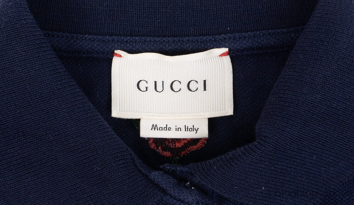 Gucci Navy Blue Cat Embroidered Polo Baby Dress