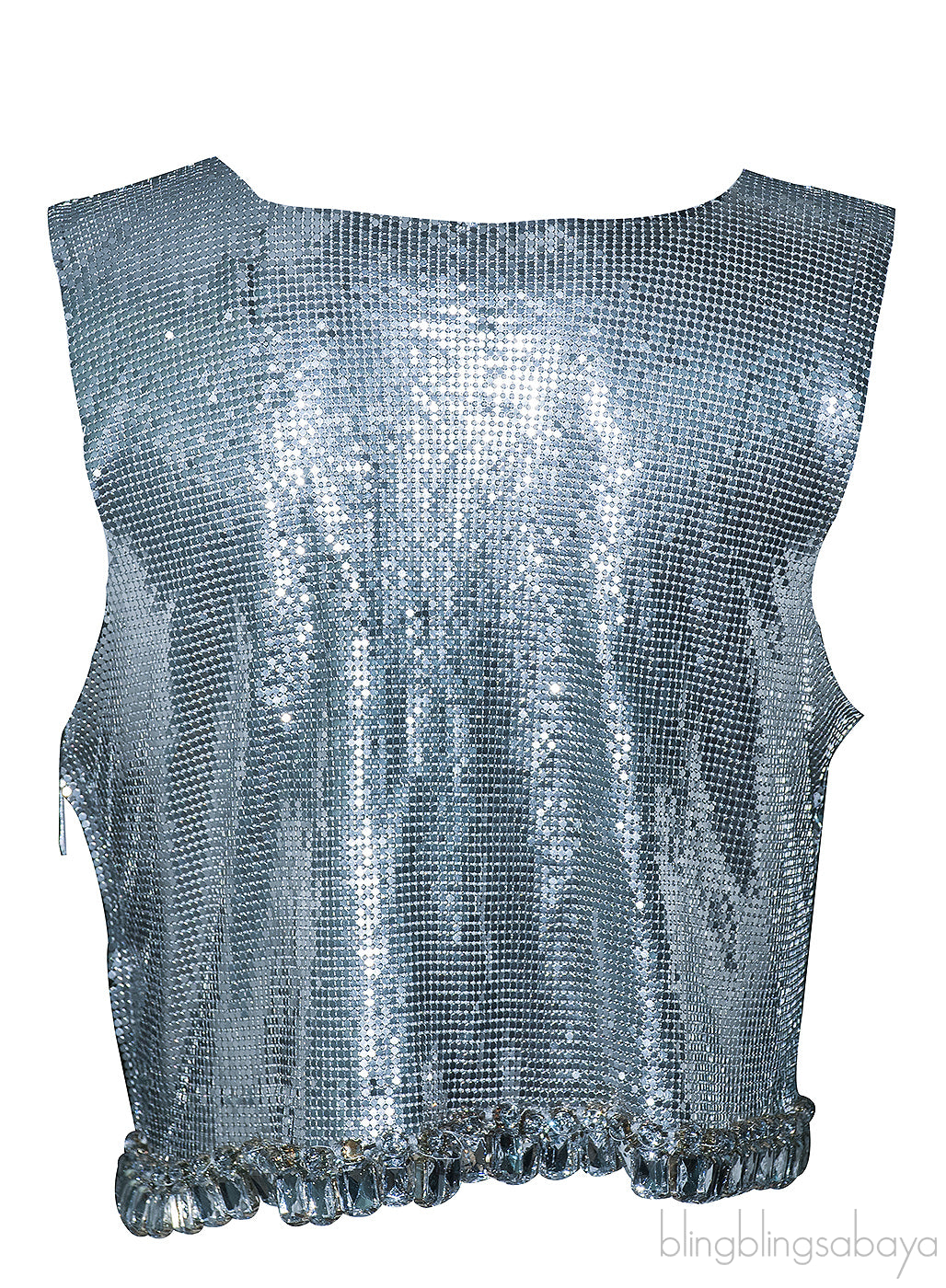 Silver Metal Mesh Crop Top