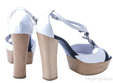 White CC Platform Sandals