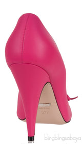 Bright Fuchsia Nappa Leather Decollete Bow Pumps