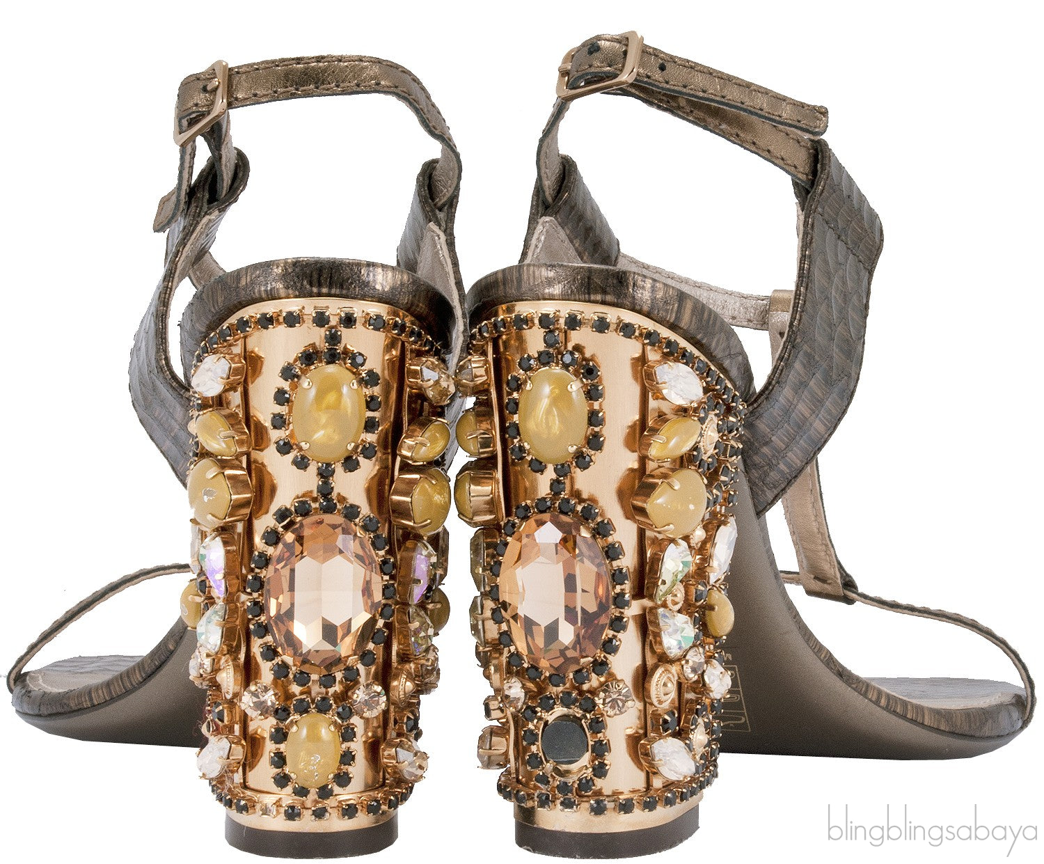 Snake Effect Leather Sandals
