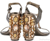 Snake Effect Leather Sandals