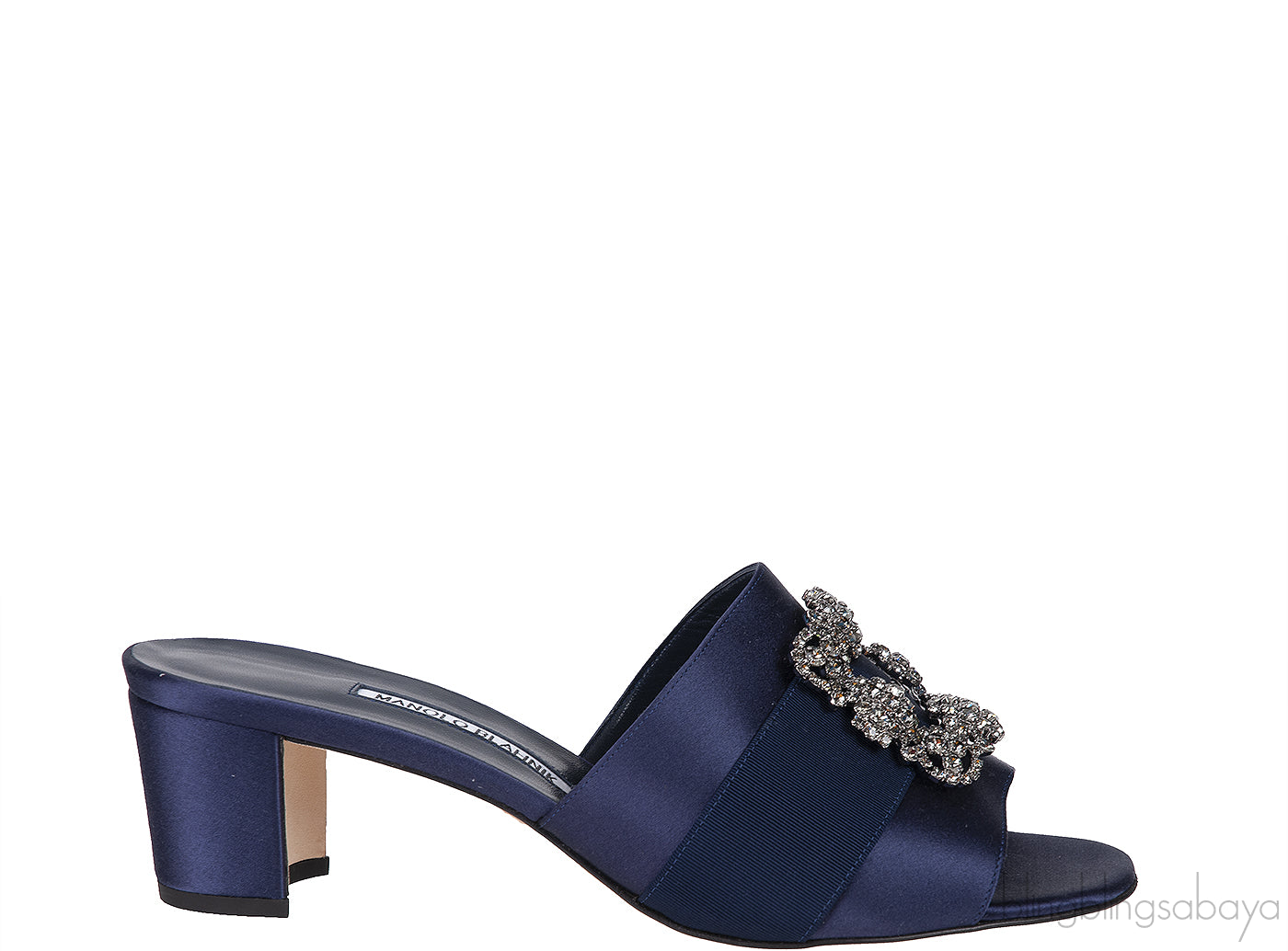 Martamod Navy Blue Satin Mules