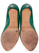 Green Patent Horsebit Peep Toe Pump