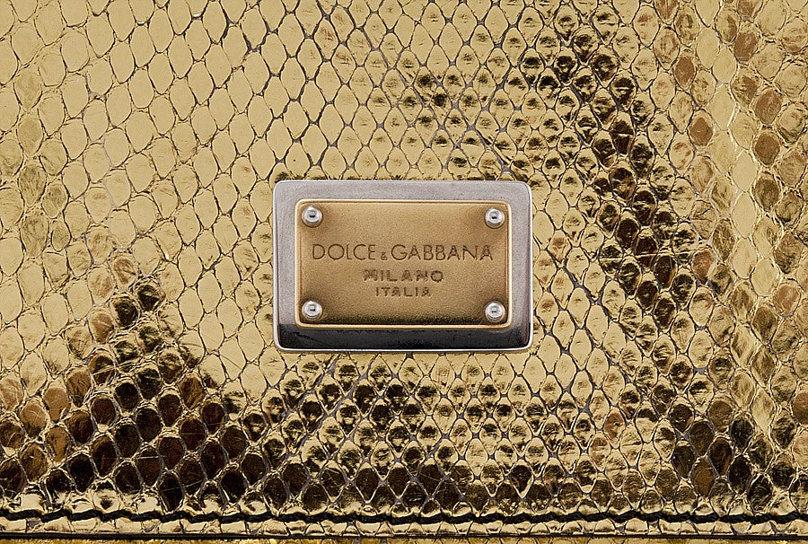 Metallic Gold Snakeskin Flap Bag