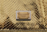 Metallic Gold Snakeskin Flap Bag