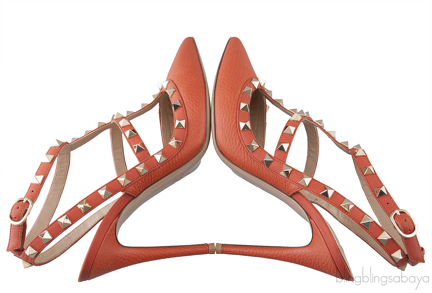 Rockstud Brique Gold Studs Heels 100
