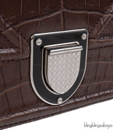 Christian Dior Diorama Brown Crocodile Flap Bag