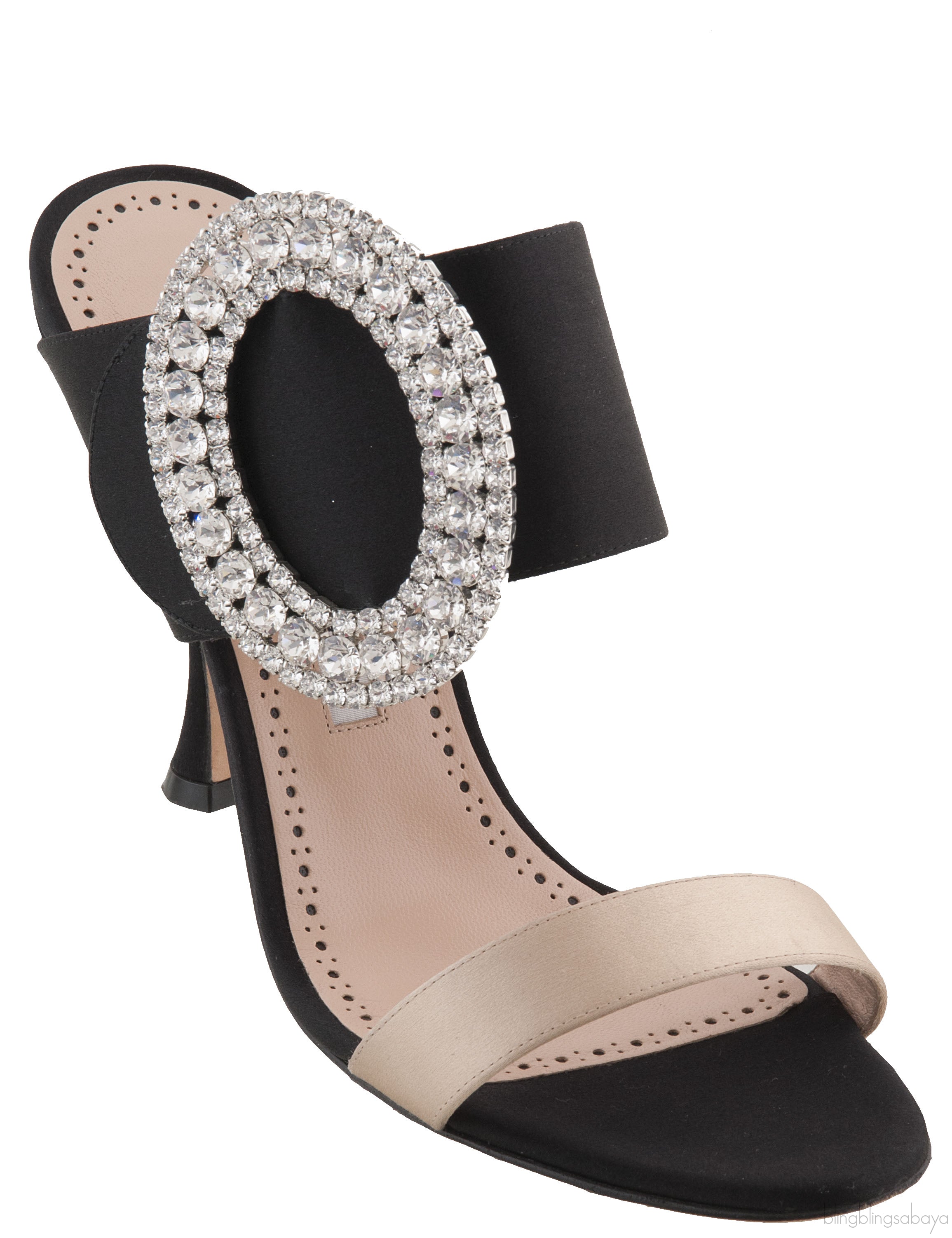 Bi-color Crystal Buckle Sandals