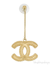 Gold Chain CC Drop Earrings