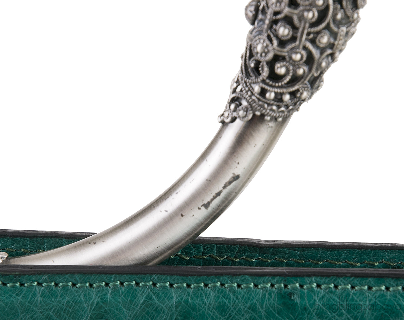 Green Ostrich Jade Handle Bag