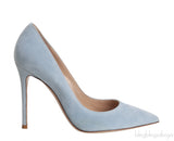 Light Blue Suede Pointed Toe Heels