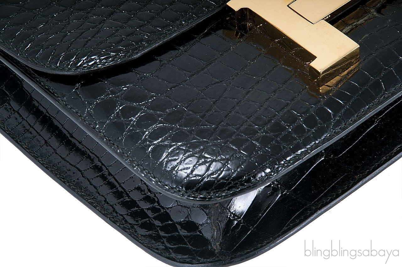 Constance Vintage Black Crocodile
