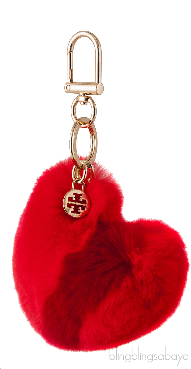 Red Fur Heart Keychain