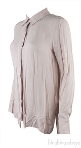 Nude Silk Long Sleeve Shirt