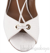 White Lizard Embossed Lace Up Heels