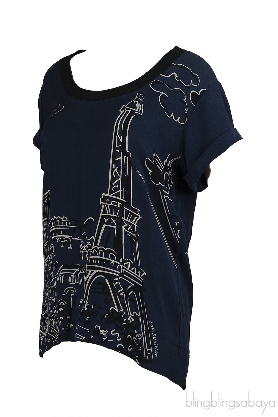 Louis Vuitton Blue Paris Print Top
