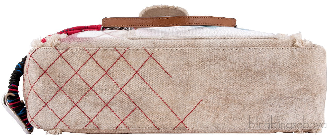 Beige Graffiti Canvas Tote