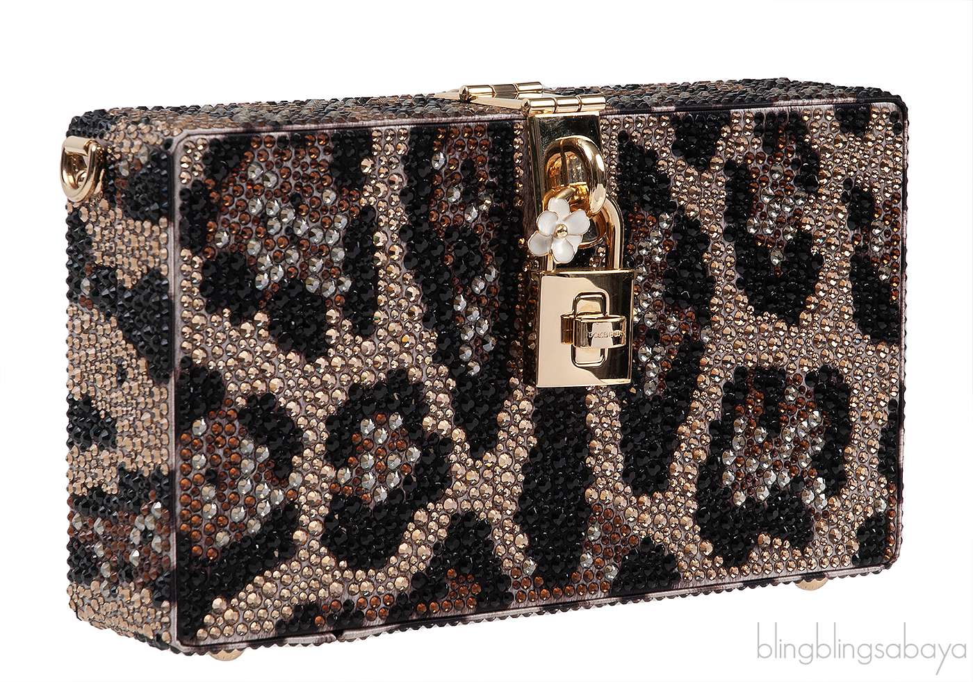 Dolce & Gabbana Leopard Crystal Hard Clutch Shoulder Bag