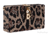 Dolce & Gabbana Leopard Crystal Hard Clutch Shoulder Bag