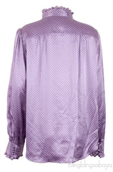 Violet Polka-dot Ruffle Trim Longsleeve Shirt