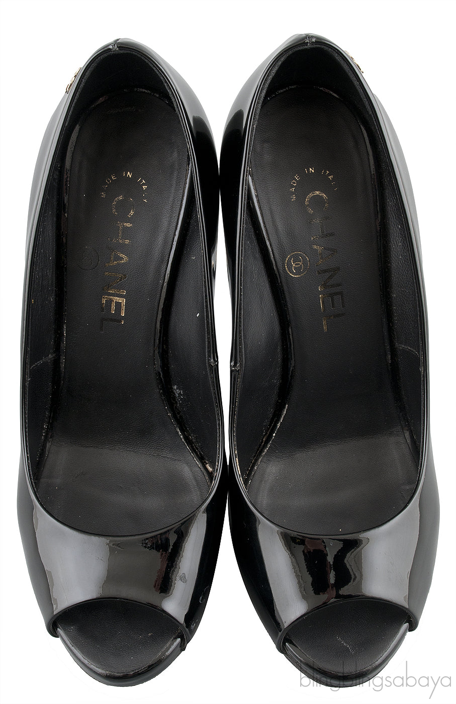 Patent Black Peep Toe Heels