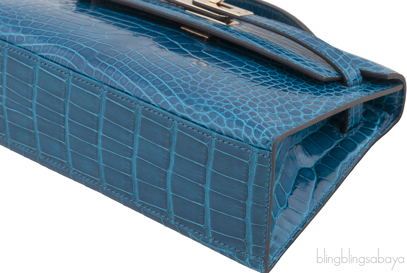 Kelly Pochette Bleu Izmir Crocodile